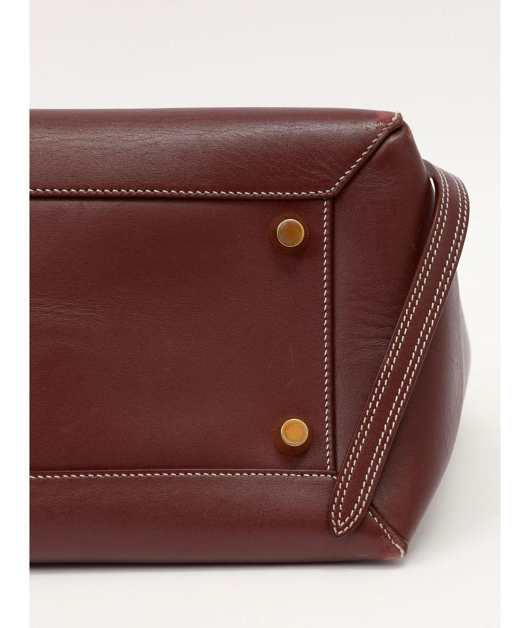 CELINE Бордовая кожаная сумка с короткими ручками, фото 8