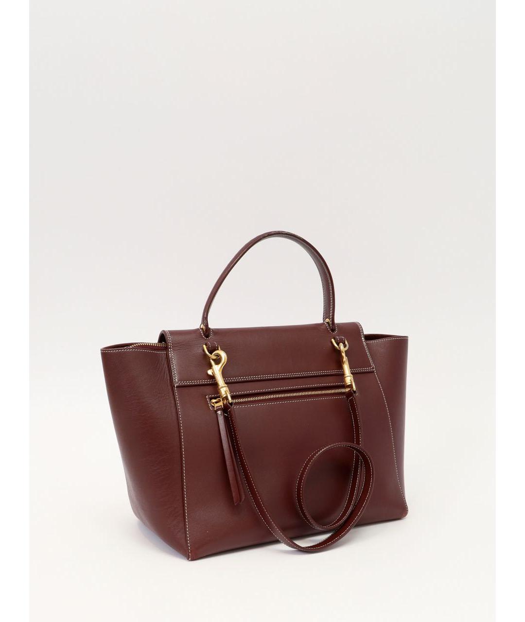 CELINE Бордовая кожаная сумка с короткими ручками, фото 2