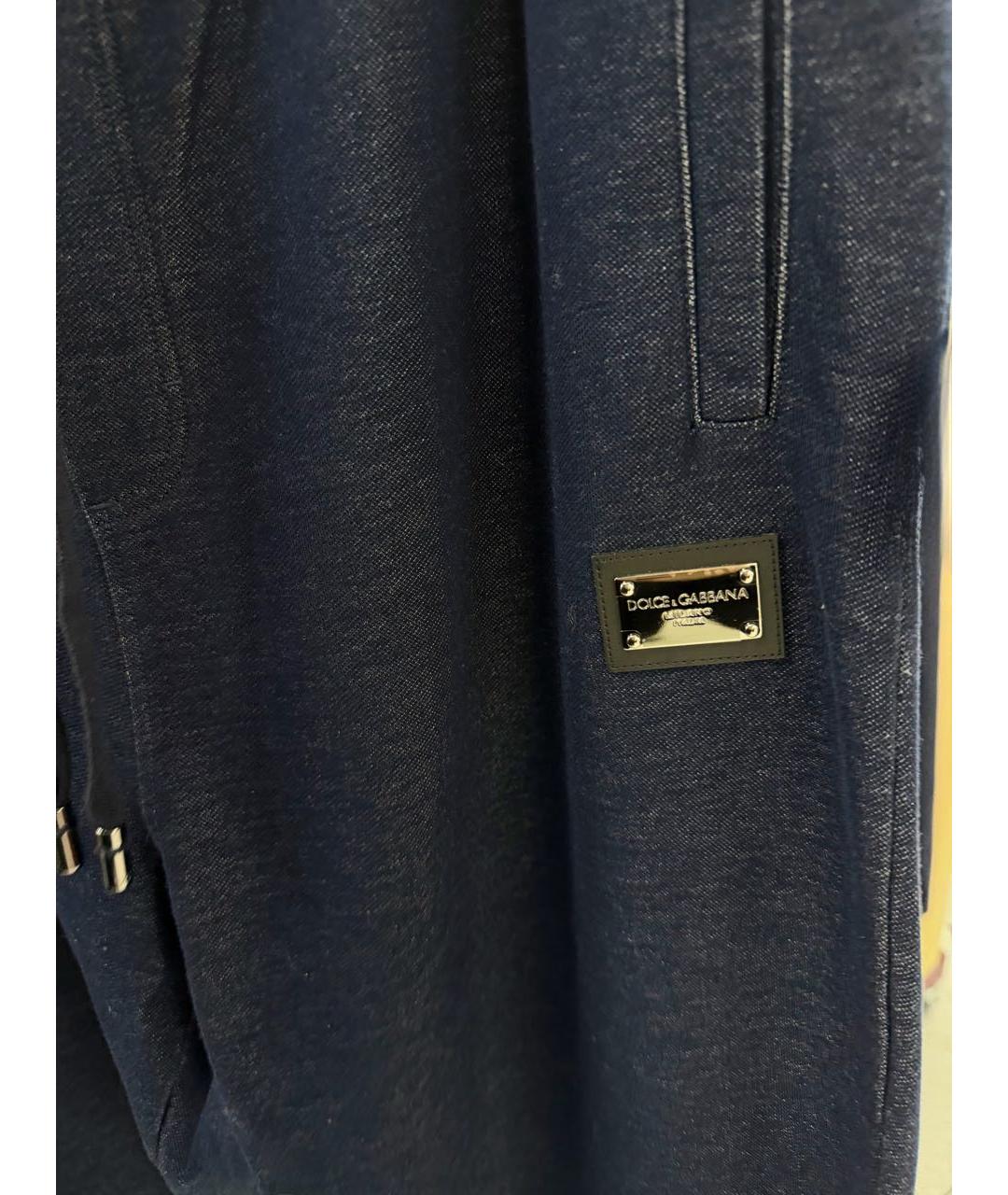 DOLCE&GABBANA Темно-синие хлопковые повседневные брюки, фото 2