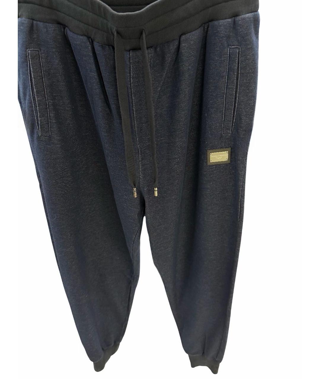 DOLCE&GABBANA Темно-синие хлопковые повседневные брюки, фото 6