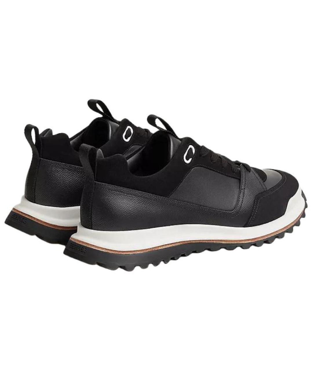 HERMES Черные кожаные низкие кроссовки / кеды, фото 4