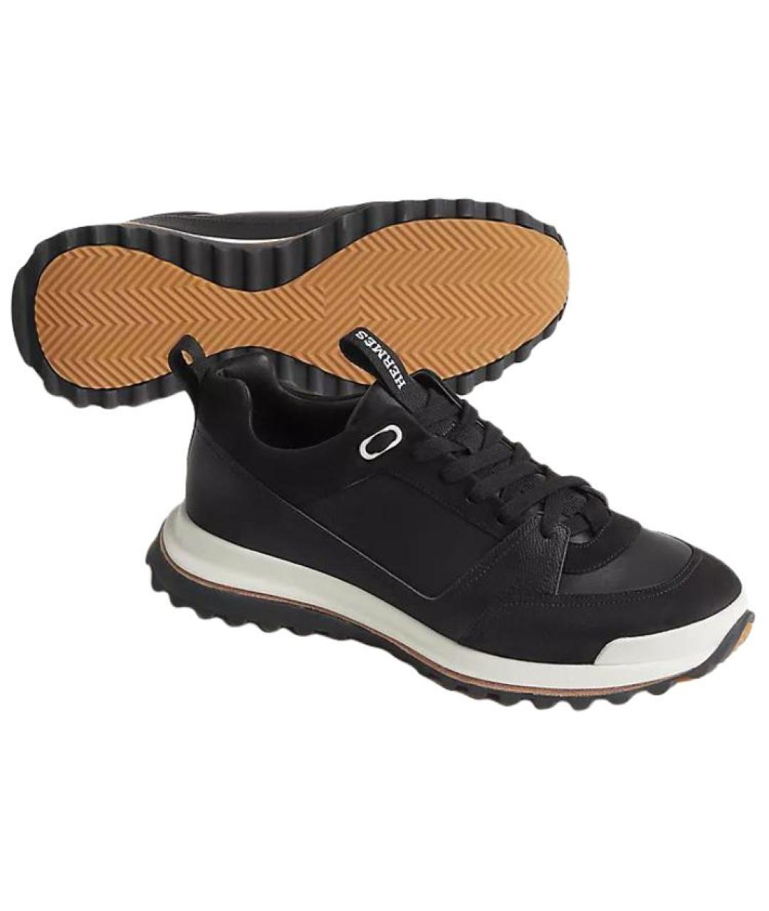 HERMES Черные кожаные низкие кроссовки / кеды, фото 5