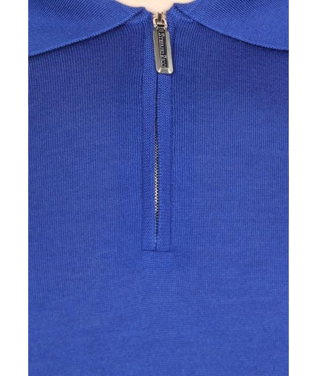 STEFANO RICCI Синее поло с длинным рукавом, фото 3