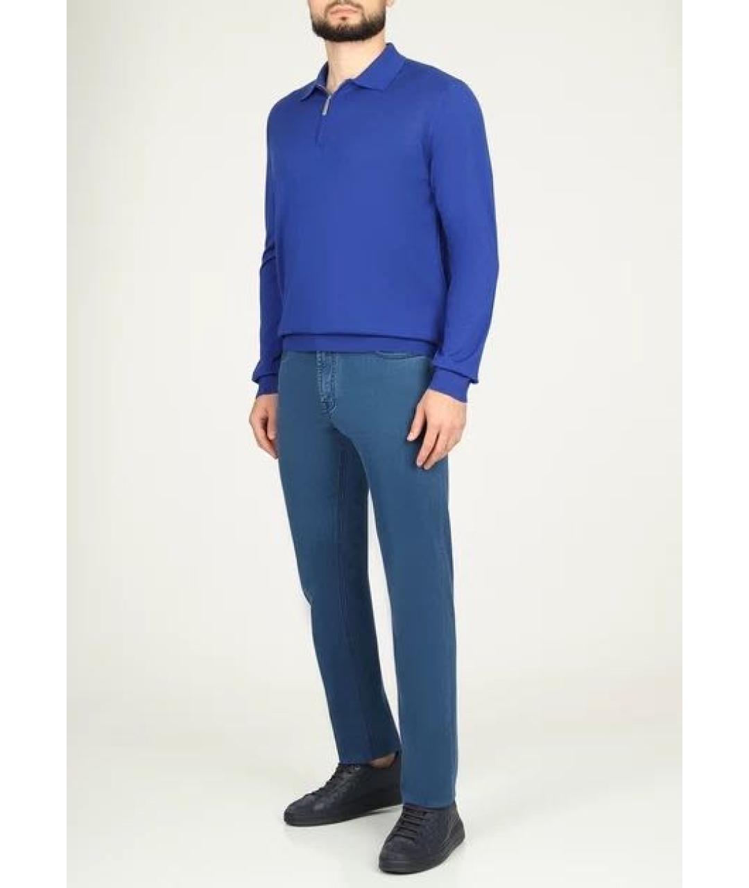 STEFANO RICCI Синее поло с длинным рукавом, фото 5