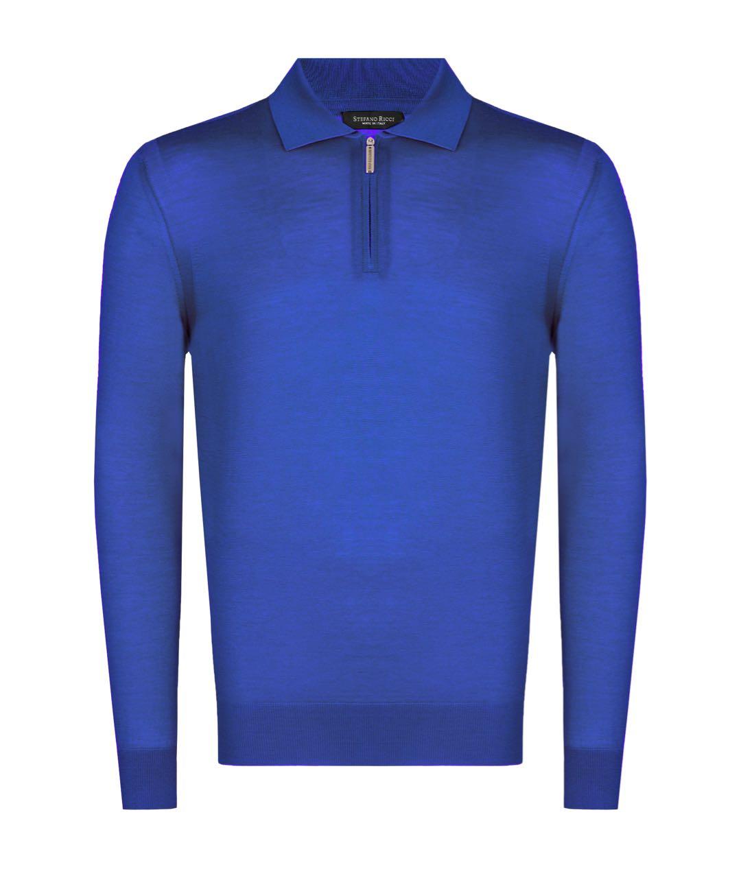 STEFANO RICCI Синее поло с длинным рукавом, фото 1