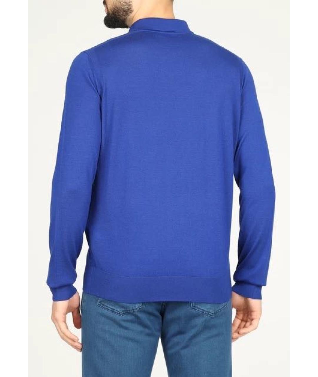 STEFANO RICCI Синее поло с длинным рукавом, фото 6