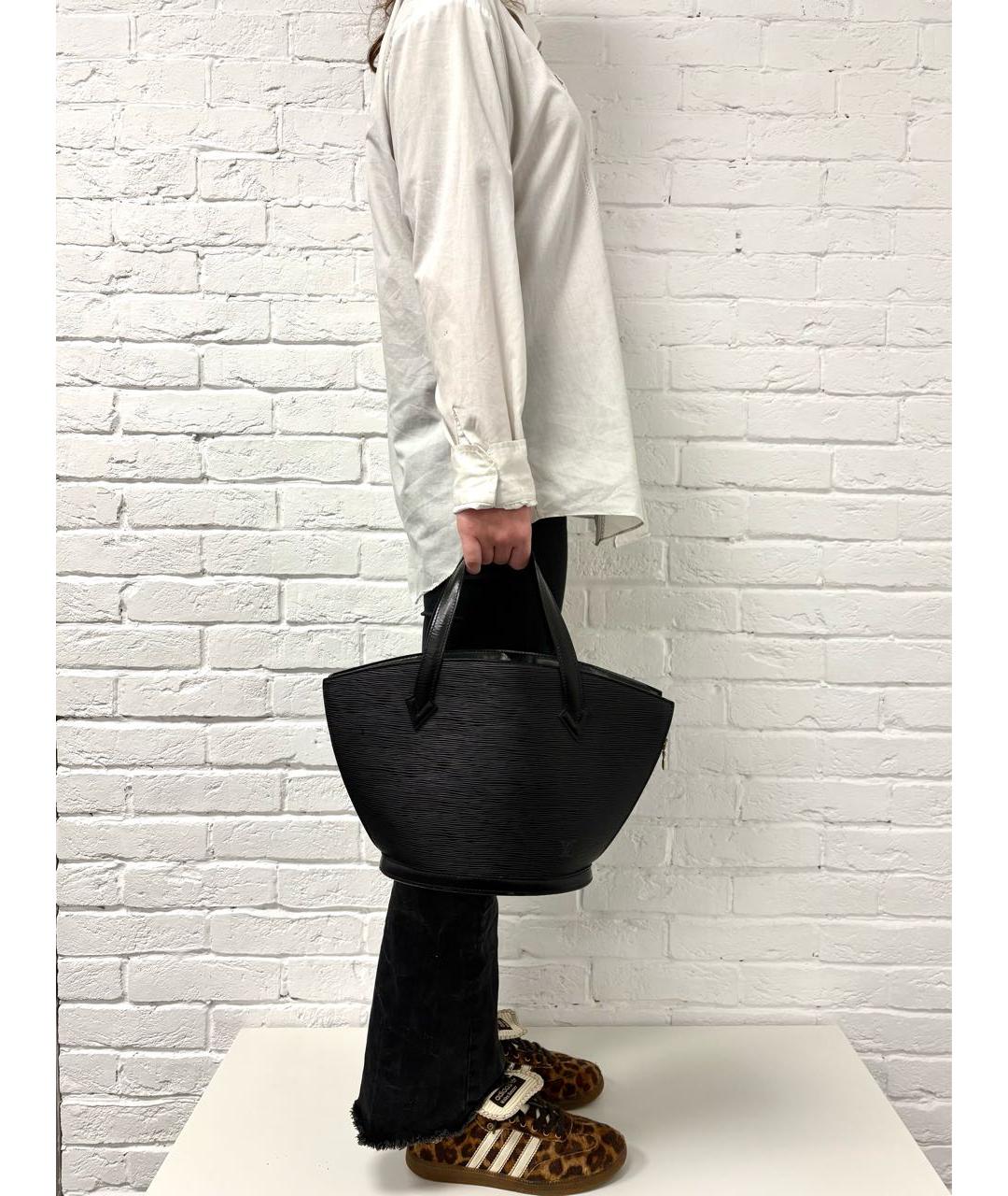 LOUIS VUITTON Черная кожаная сумка с короткими ручками, фото 8