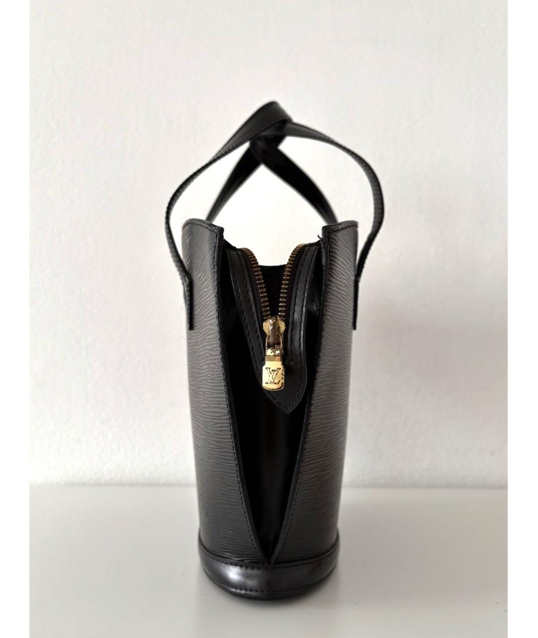 LOUIS VUITTON Черная кожаная сумка с короткими ручками, фото 5