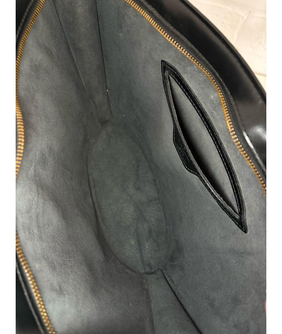 LOUIS VUITTON Черная кожаная сумка с короткими ручками, фото 4