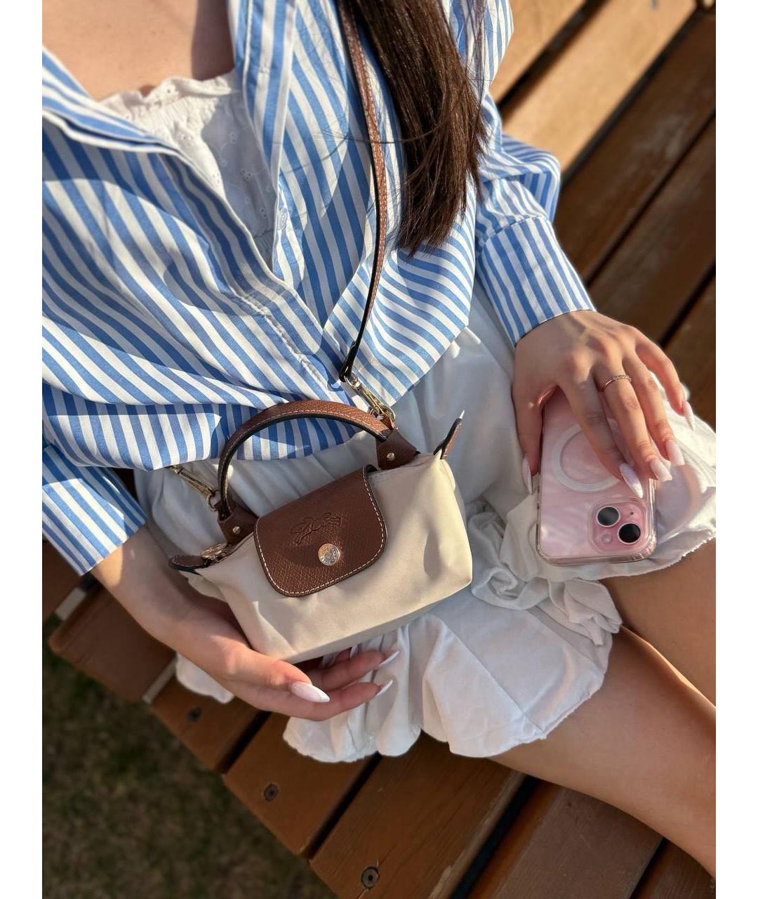 LONGCHAMP Белая сумка с короткими ручками, фото 4