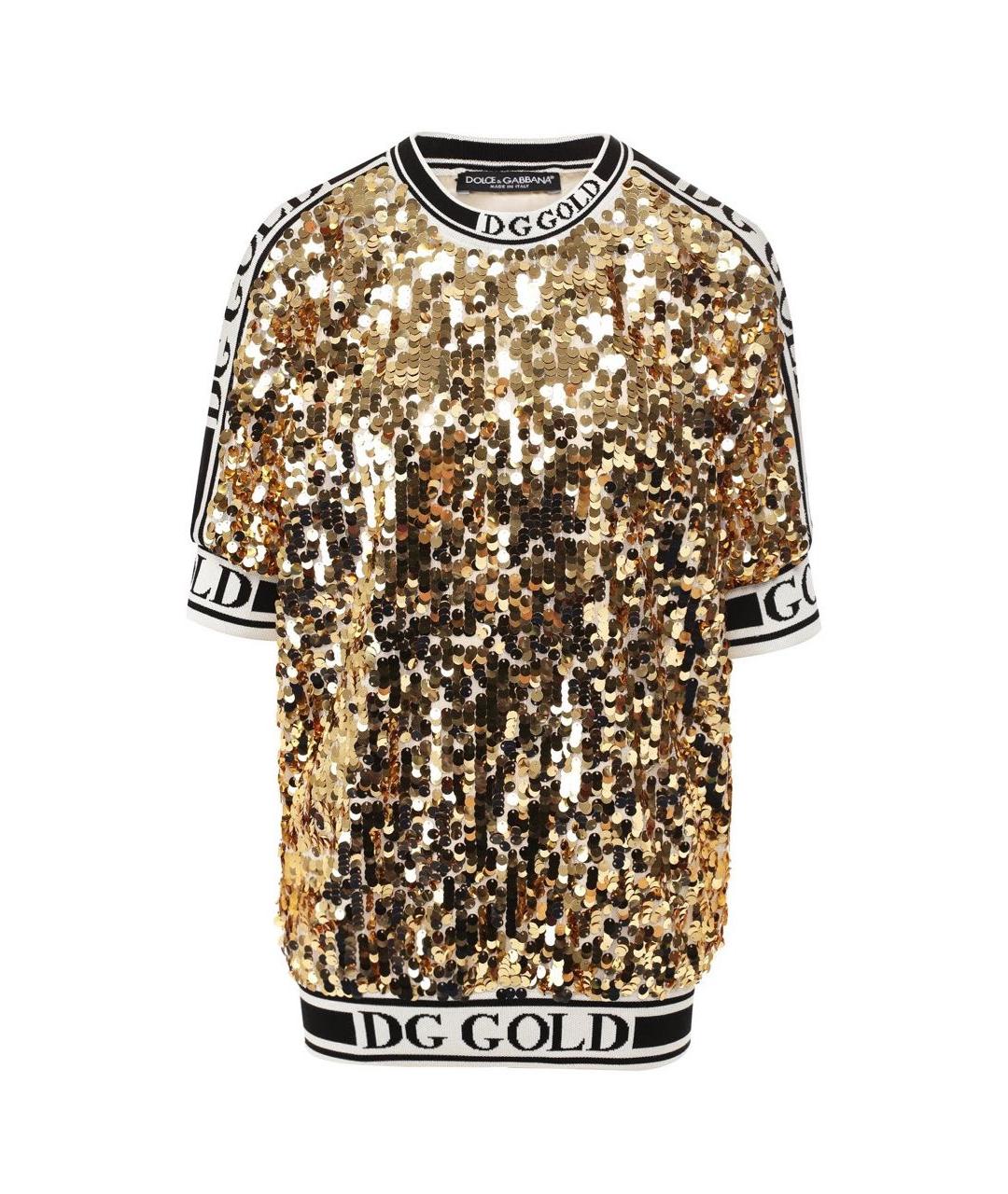 DOLCE&GABBANA Золотая футболка, фото 5