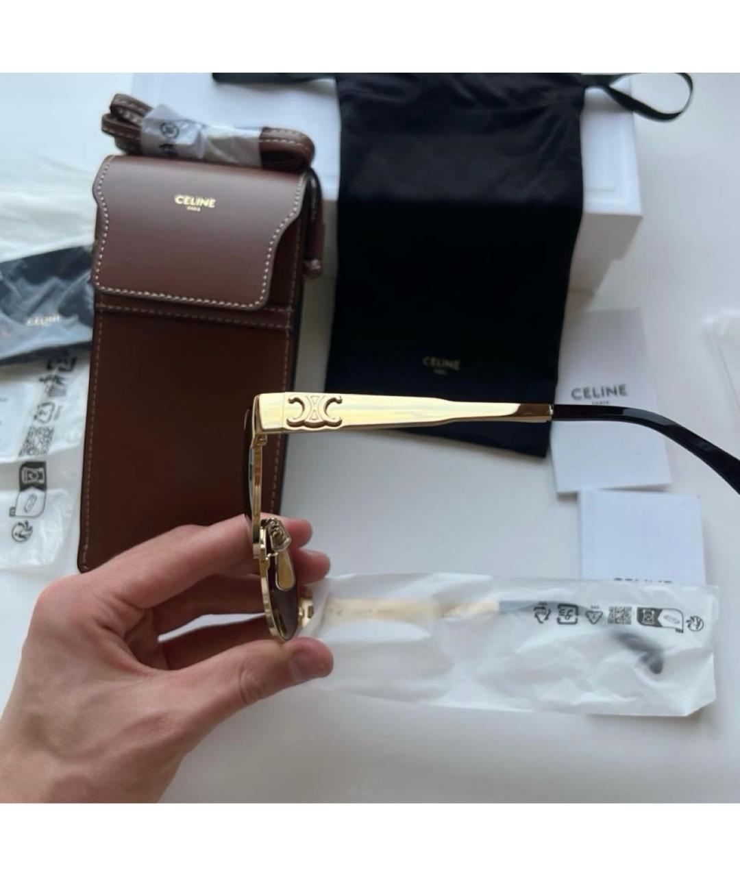 CELINE Золотые металлические солнцезащитные очки, фото 4
