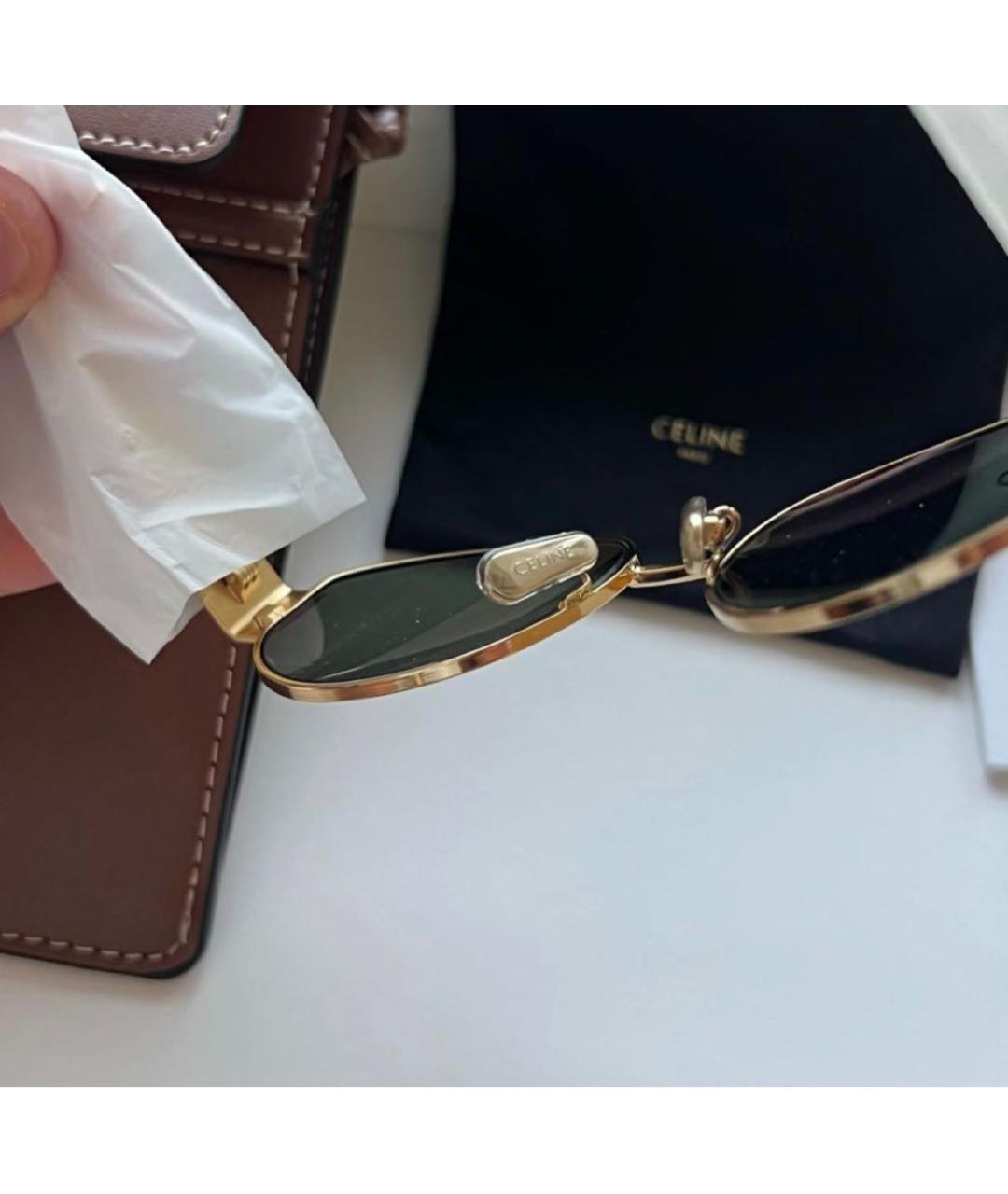 CELINE Золотые металлические солнцезащитные очки, фото 5