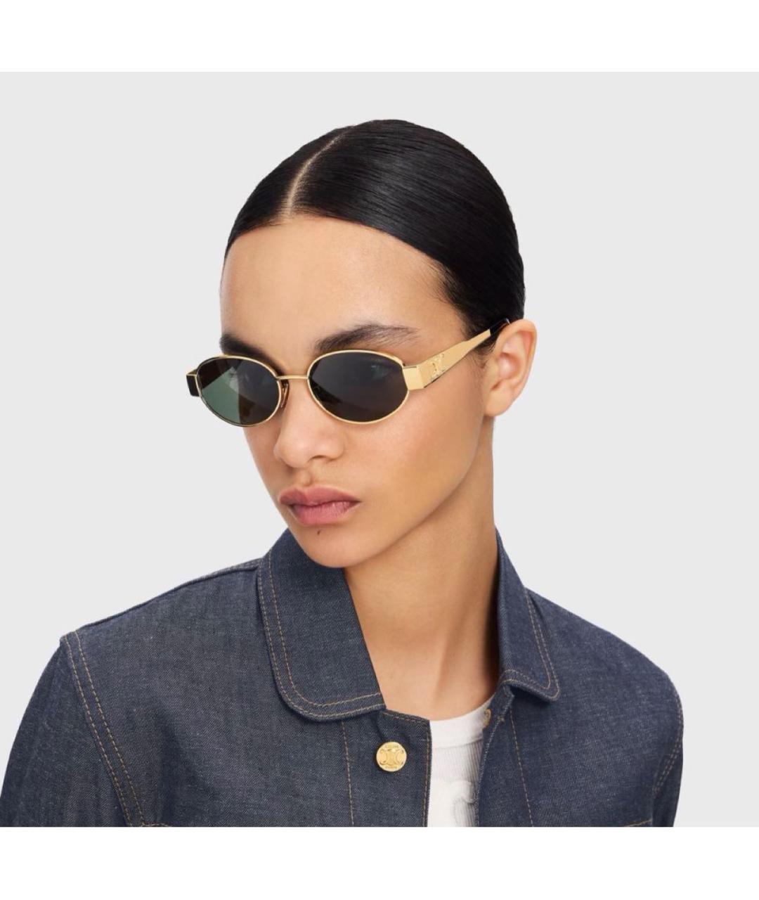 CELINE Золотые металлические солнцезащитные очки, фото 7