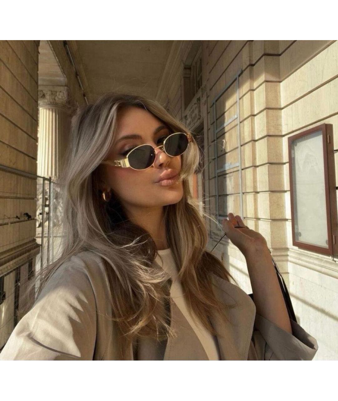 CELINE Золотые металлические солнцезащитные очки, фото 2