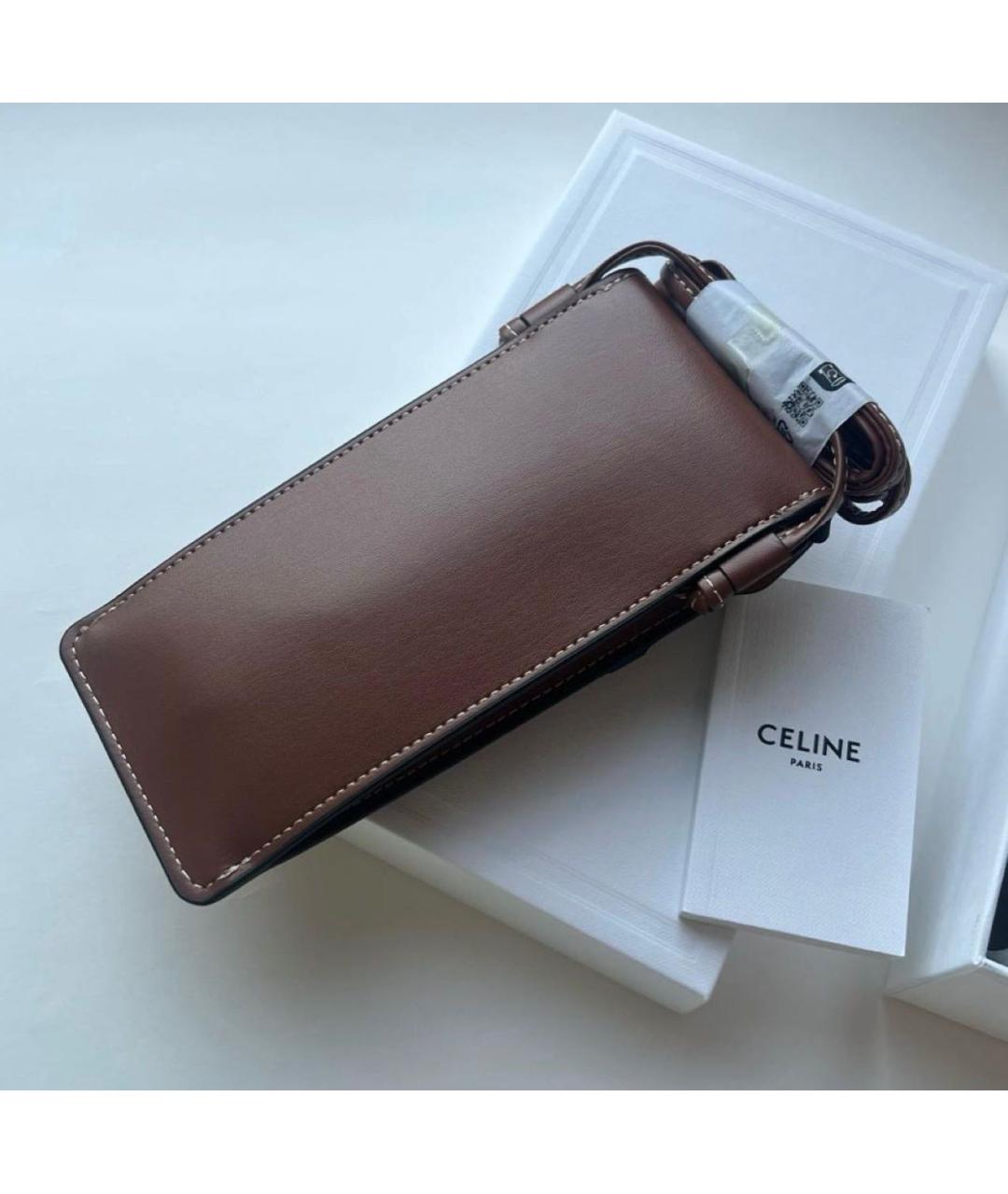 CELINE Коричневая кожаная сумка через плечо, фото 3
