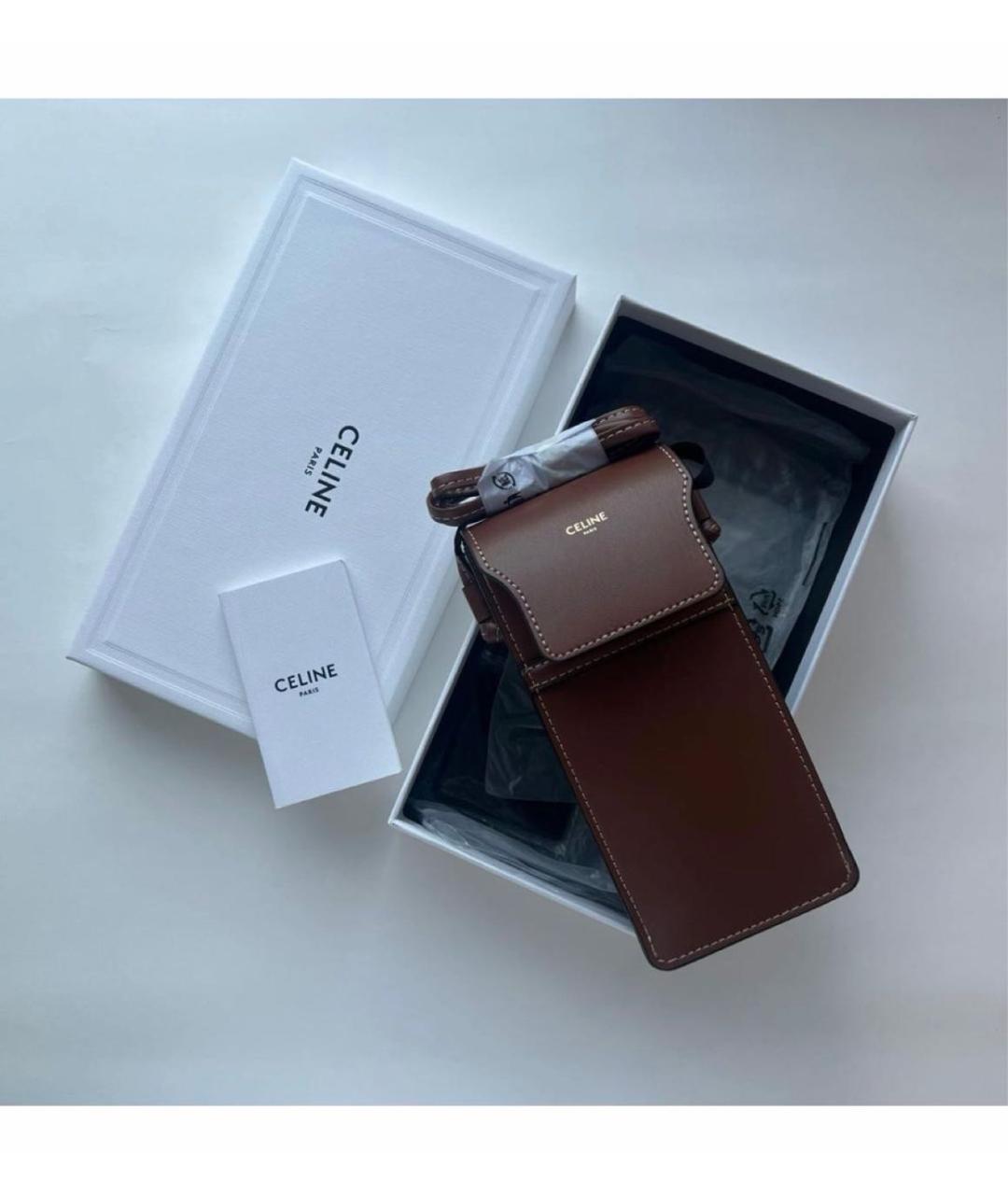 CELINE Коричневая кожаная сумка через плечо, фото 4