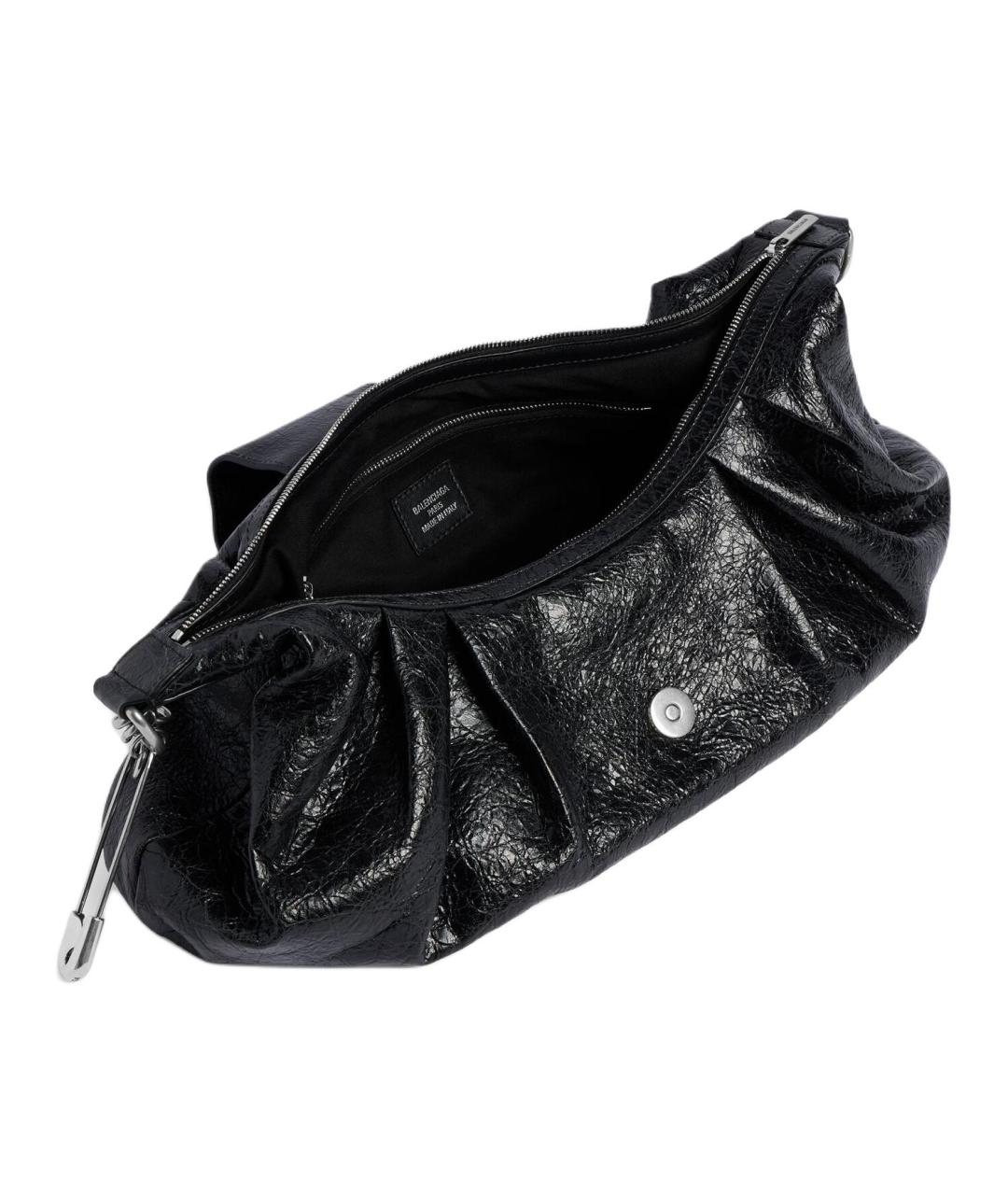 BALENCIAGA Черная кожаная сумка через плечо, фото 5