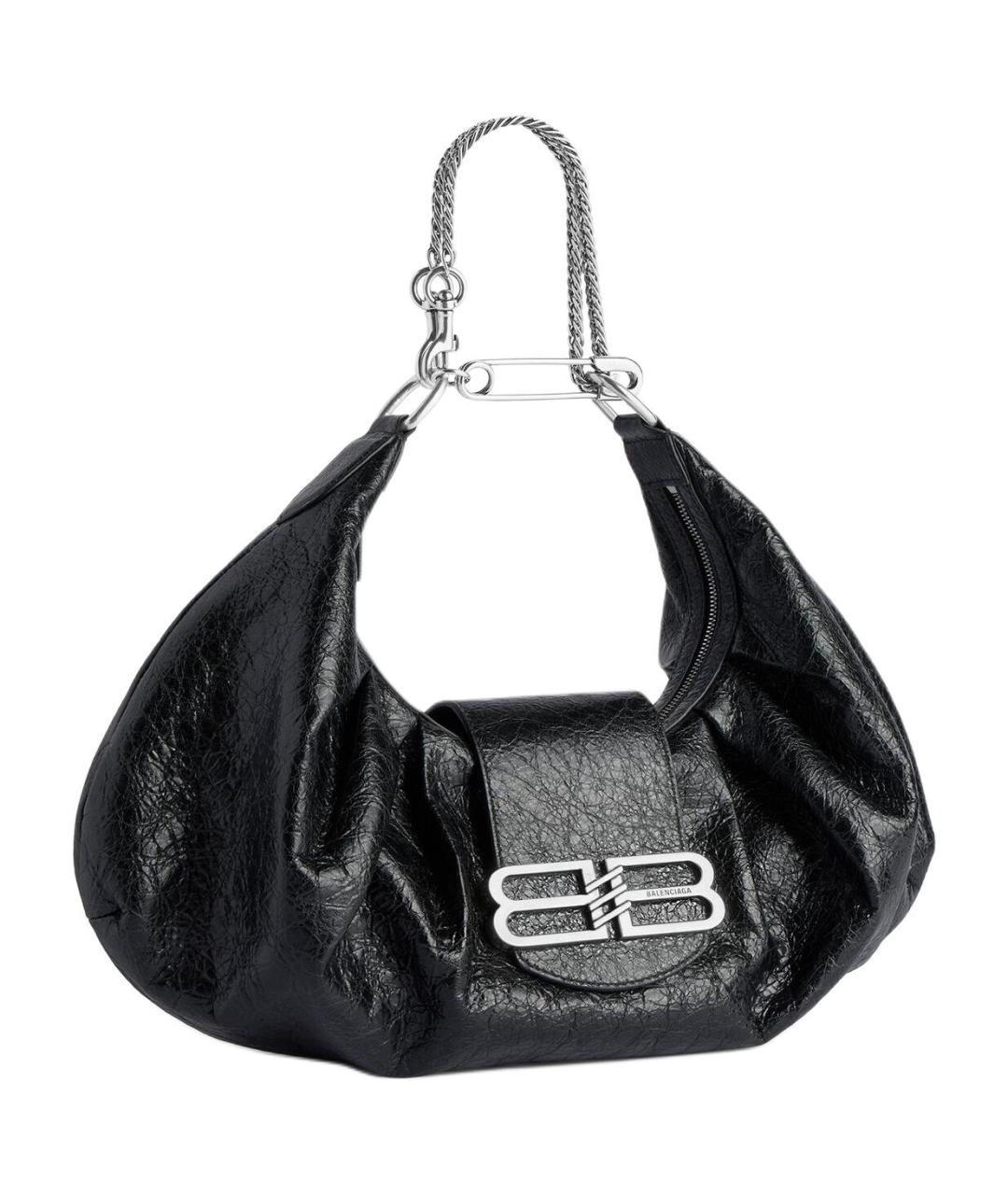 BALENCIAGA Черная кожаная сумка через плечо, фото 3