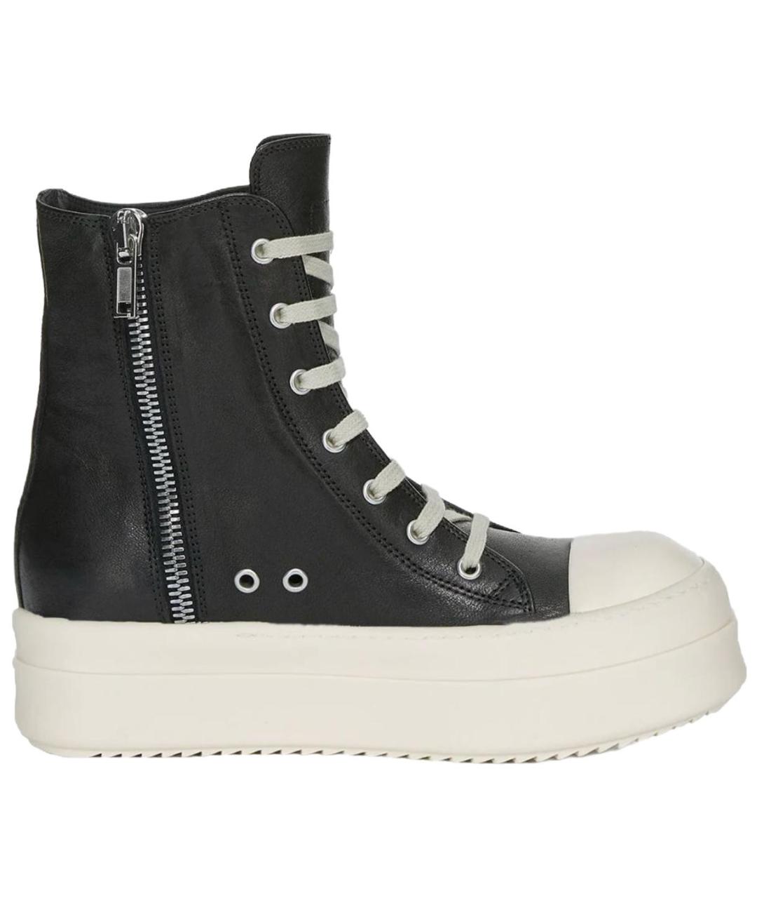 RICK OWENS Черные кожаные кроссовки, фото 1