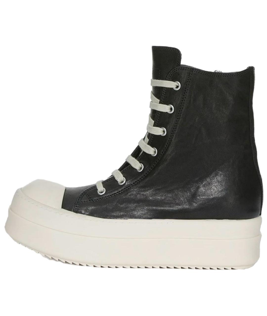 RICK OWENS Черные кожаные кроссовки, фото 2