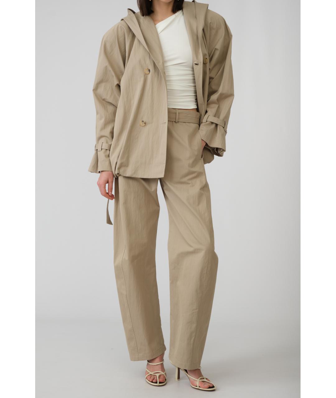 MAGDA BUTRYM Бежевые хлопковые прямые брюки, фото 7