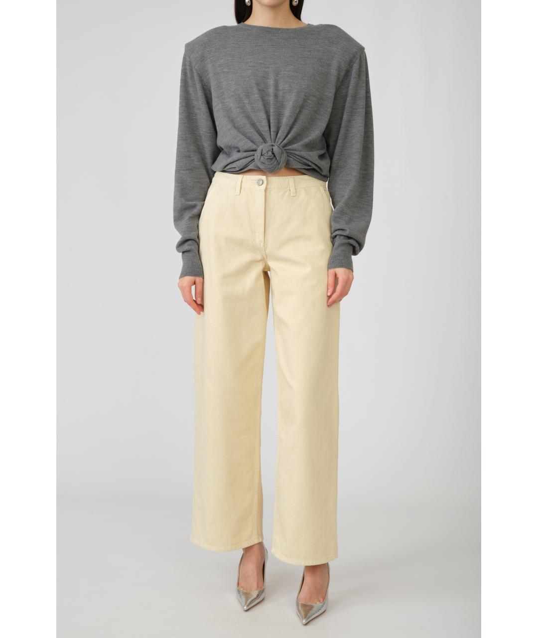 MAGDA BUTRYM Бежевые хлопковые прямые джинсы, фото 6