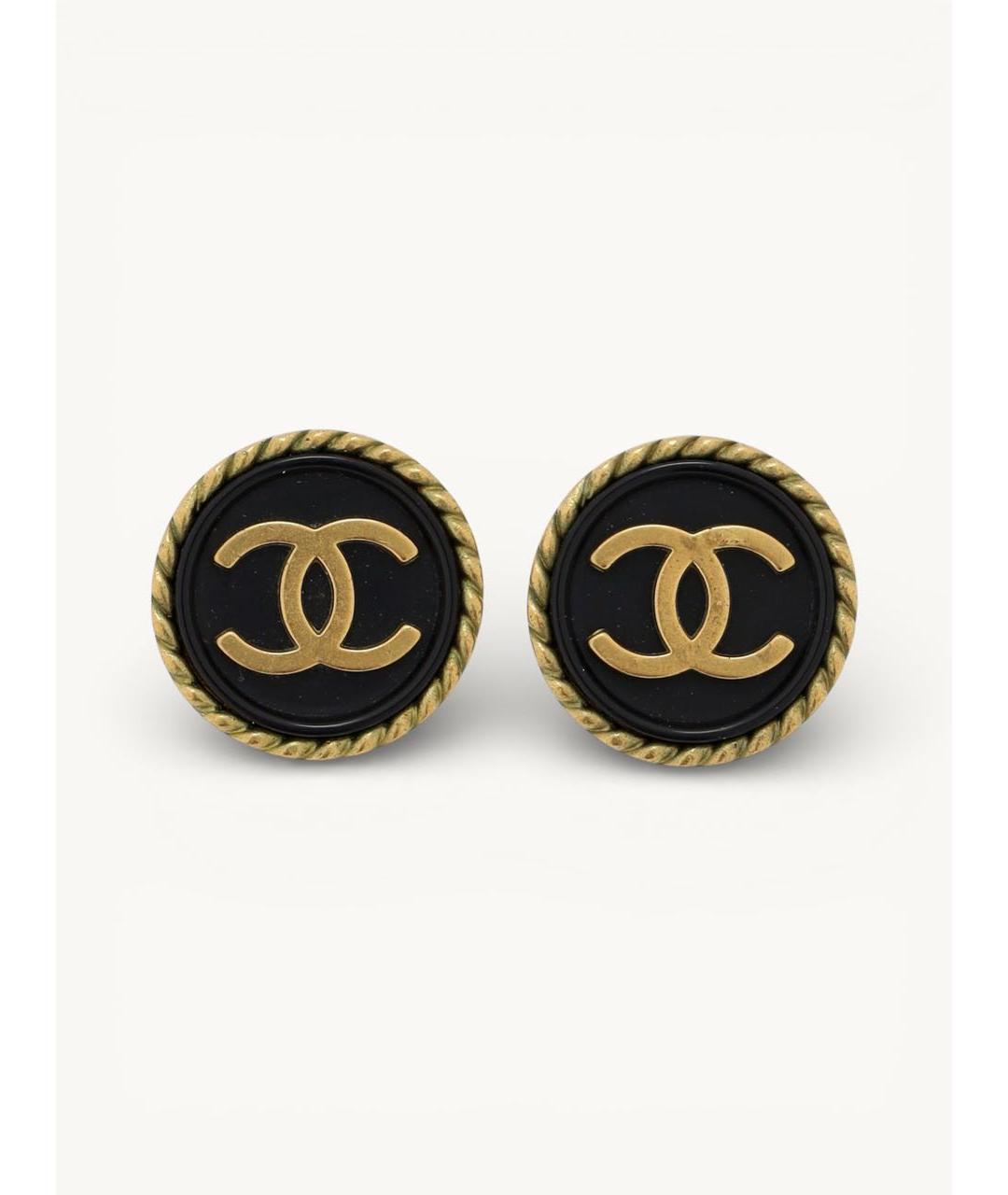 CHANEL Черные металлические клипсы, фото 2
