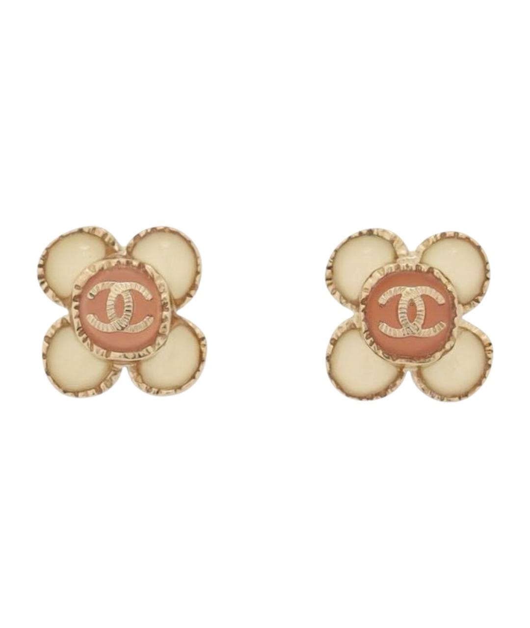 CHANEL Бежевые металлические серьги, фото 1