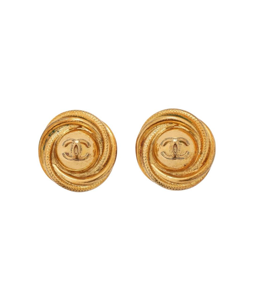 CHANEL Золотые металлические клипсы, фото 1