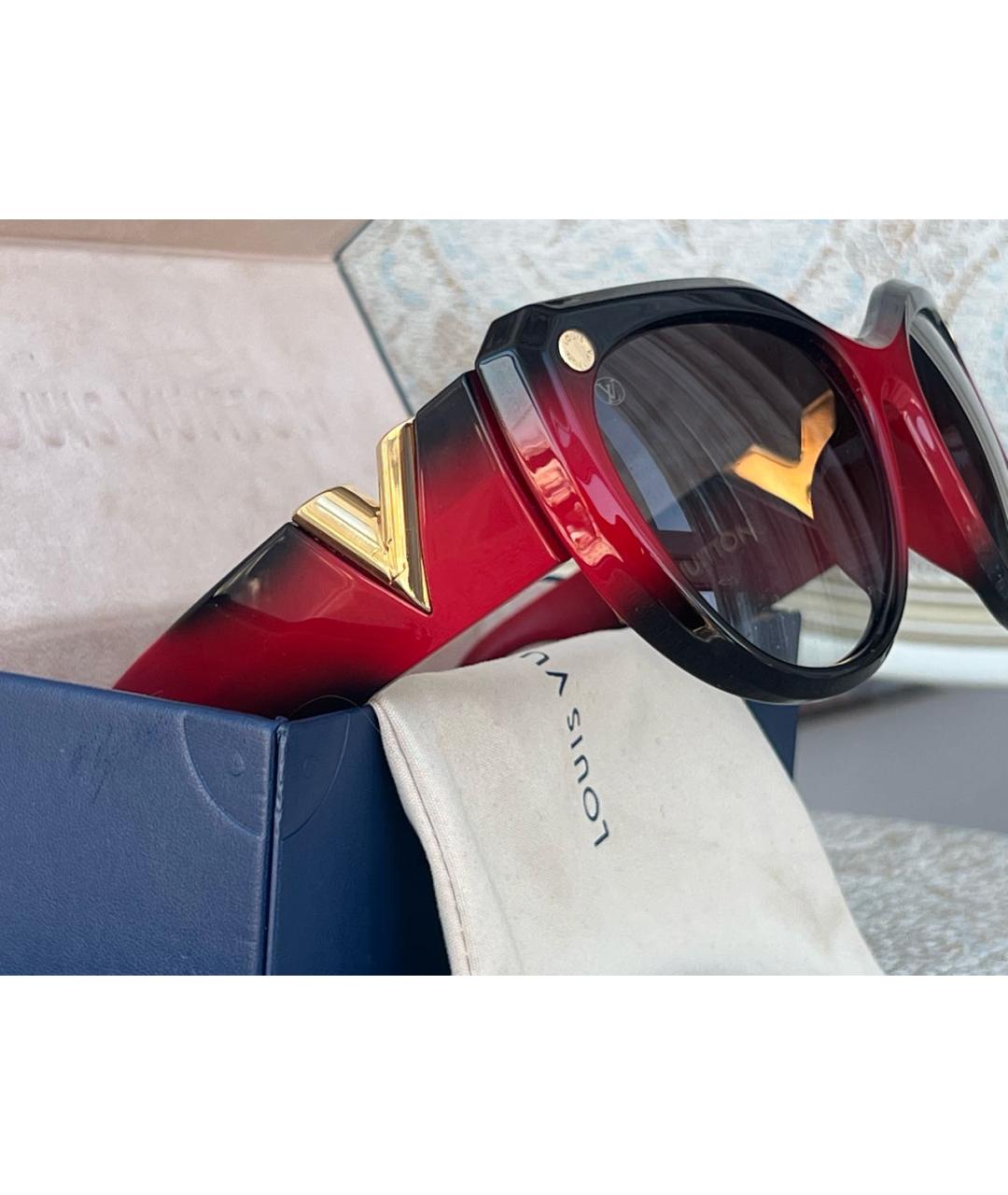 LOUIS VUITTON Красные пластиковые солнцезащитные очки, фото 3