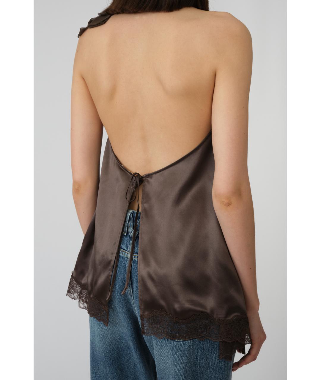 MAGDA BUTRYM Коричневая шелковая майка, фото 5