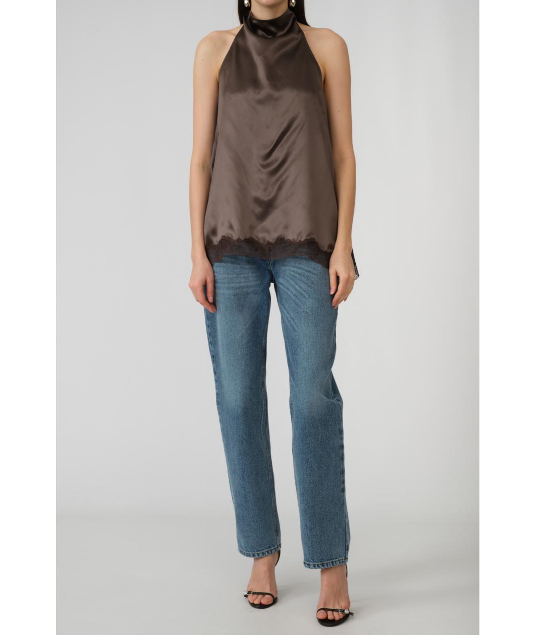 MAGDA BUTRYM Коричневая шелковая майка, фото 7