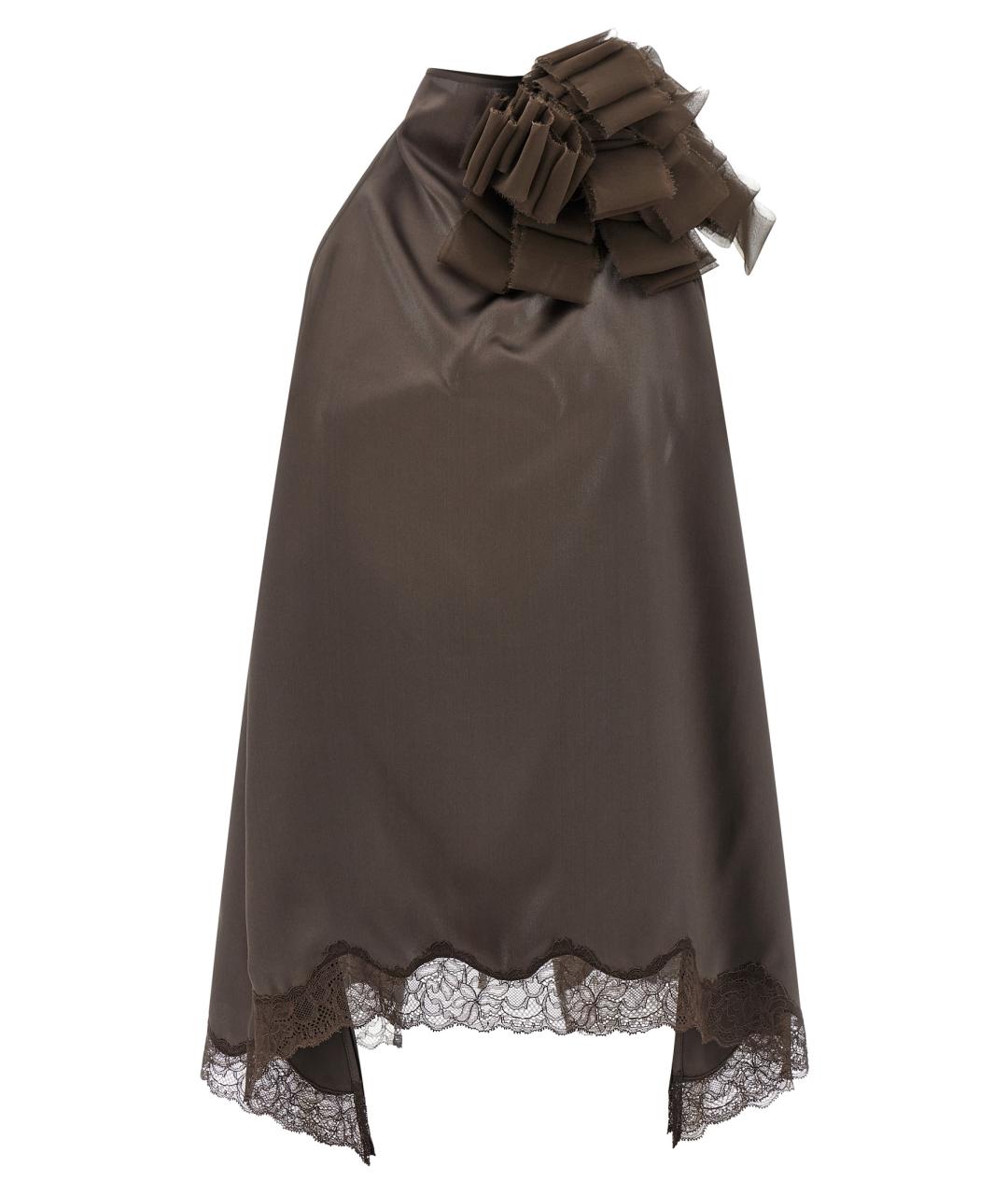 MAGDA BUTRYM Коричневая шелковая майка, фото 1