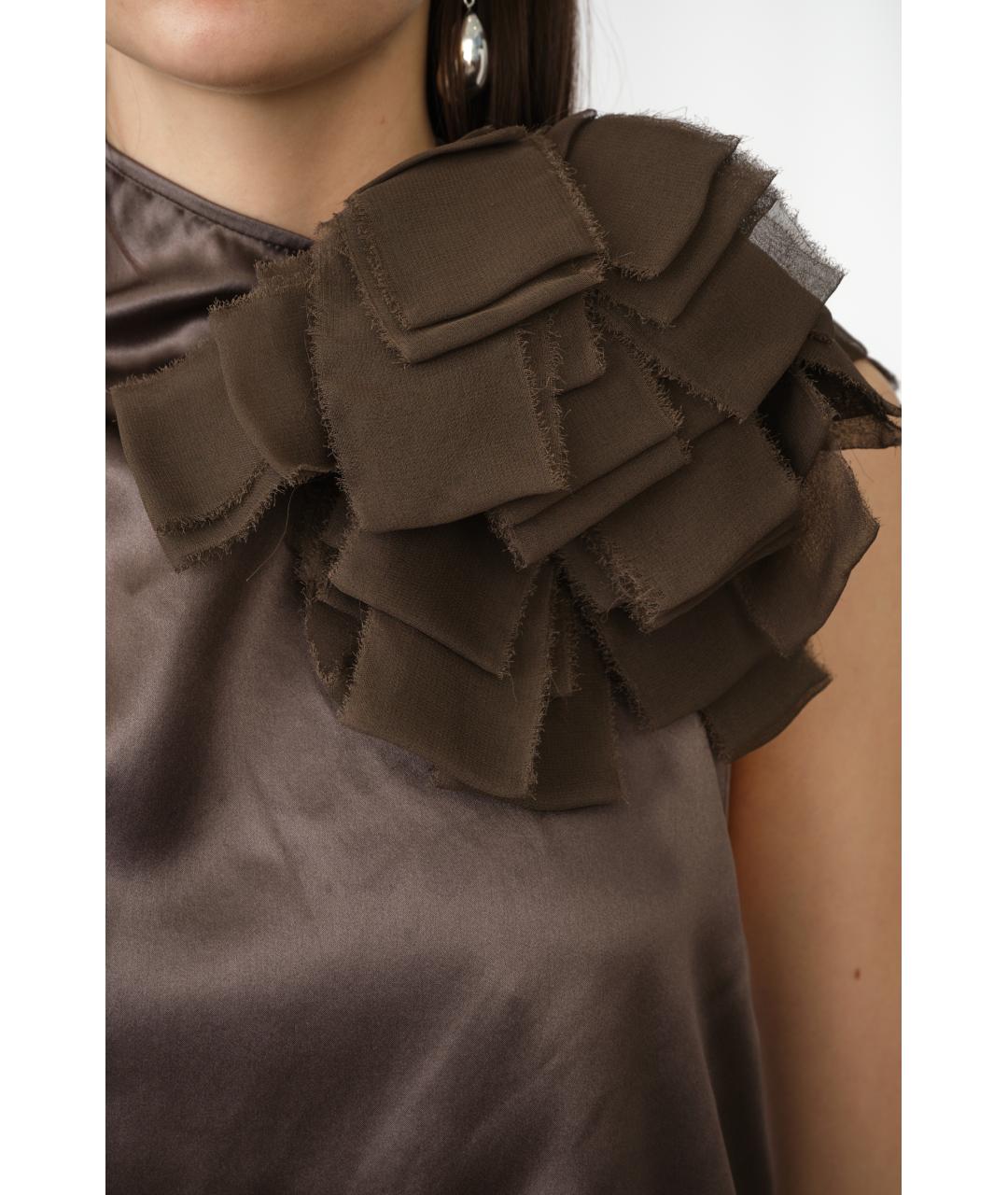MAGDA BUTRYM Коричневая шелковая майка, фото 6