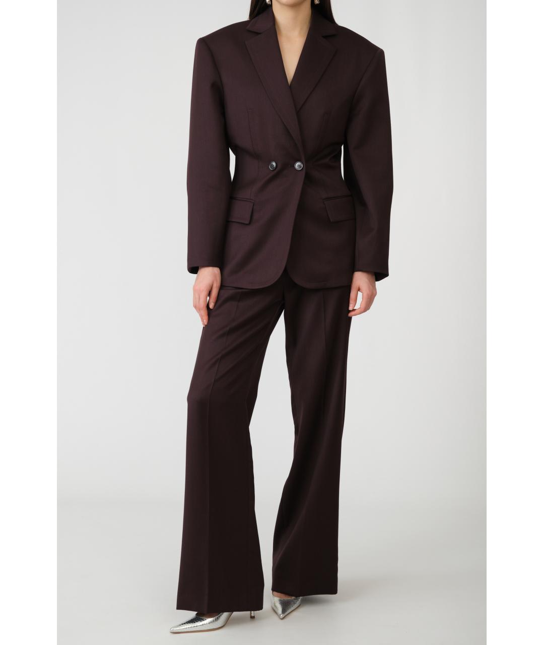 MAGDA BUTRYM Фиолетовые шерстяные прямые брюки, фото 6