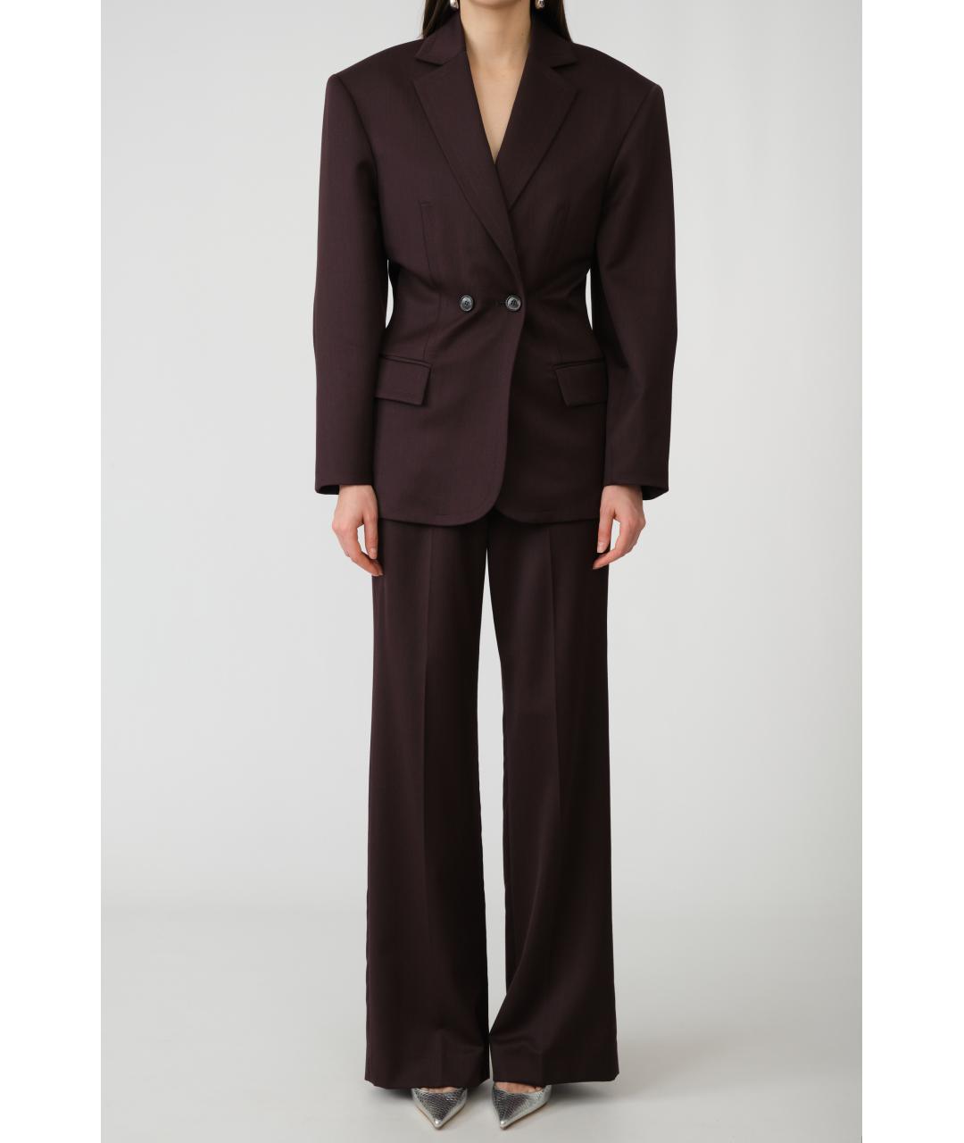 MAGDA BUTRYM Фиолетовые шерстяные прямые брюки, фото 5