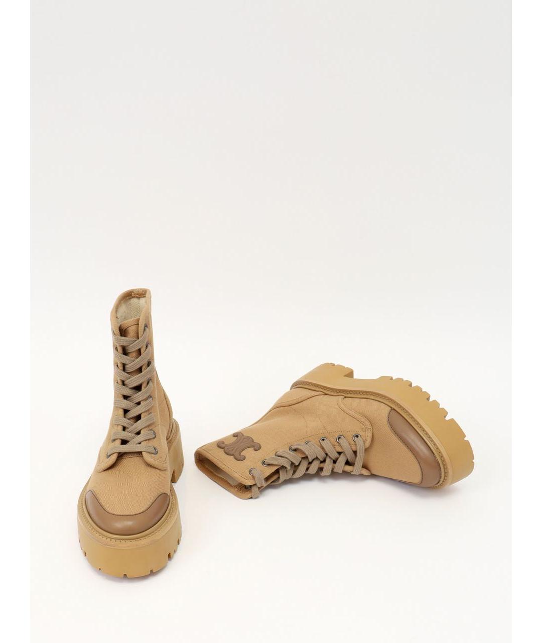 CELINE Бежевые текстильные ботинки, фото 6