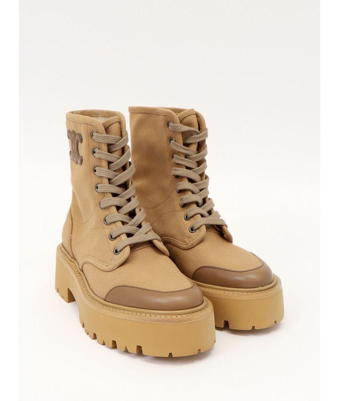 CELINE Бежевые текстильные ботинки, фото 2