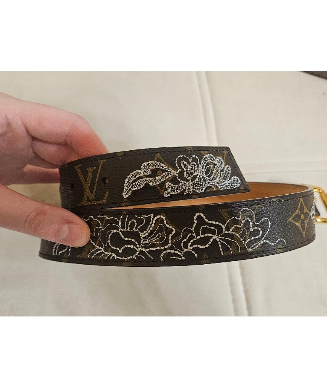 LOUIS VUITTON Коричневый кожаный ремень, фото 6