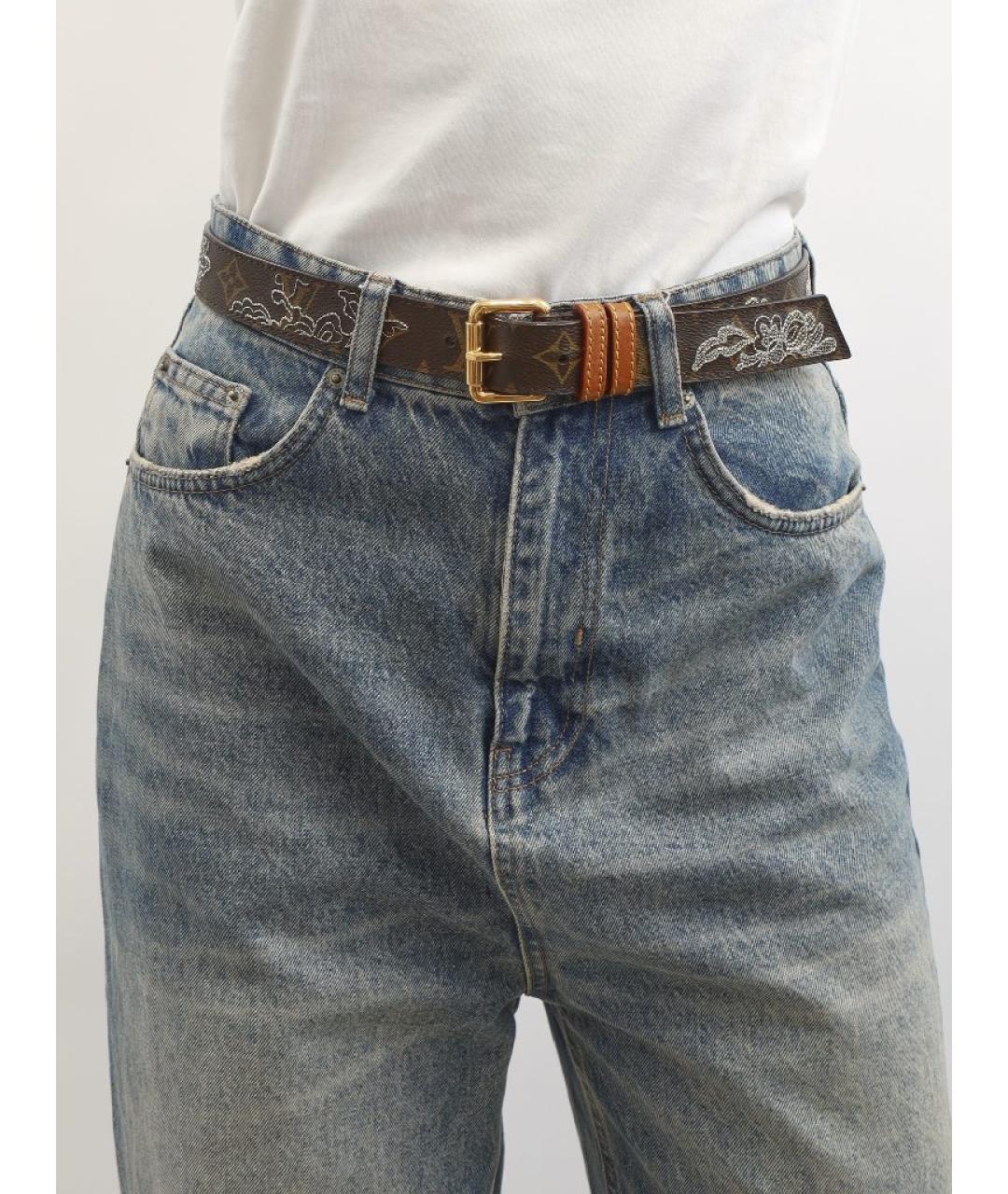 LOUIS VUITTON Коричневый кожаный ремень, фото 5