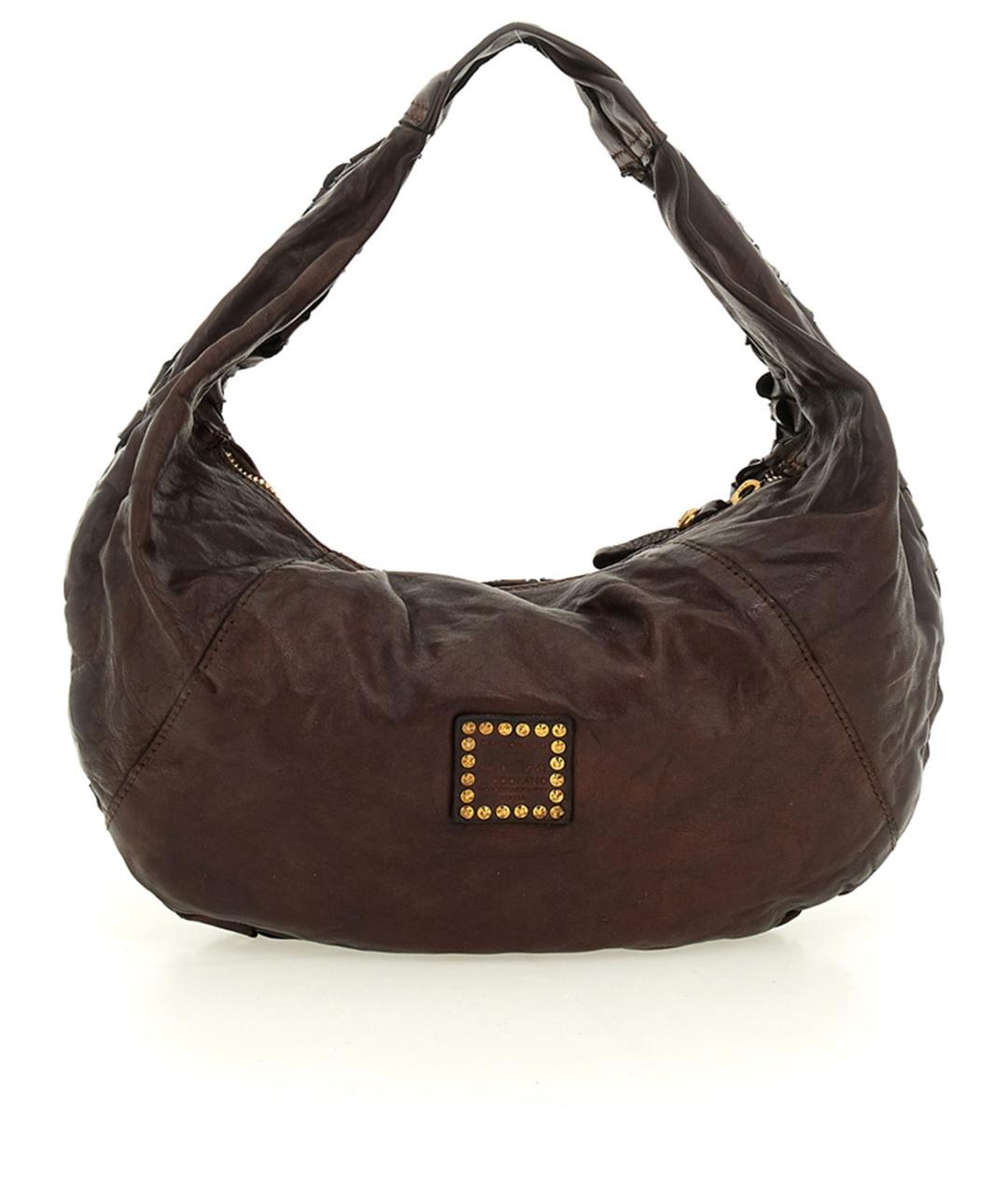 CAMPOMAGGI Коричневая кожаная сумка через плечо, фото 3