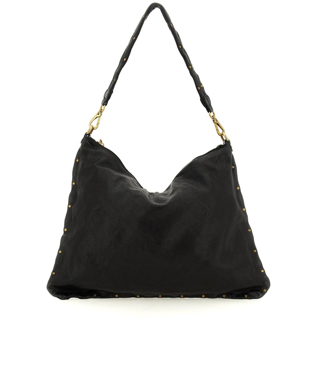 CAMPOMAGGI Черная кожаная сумка через плечо, фото 1