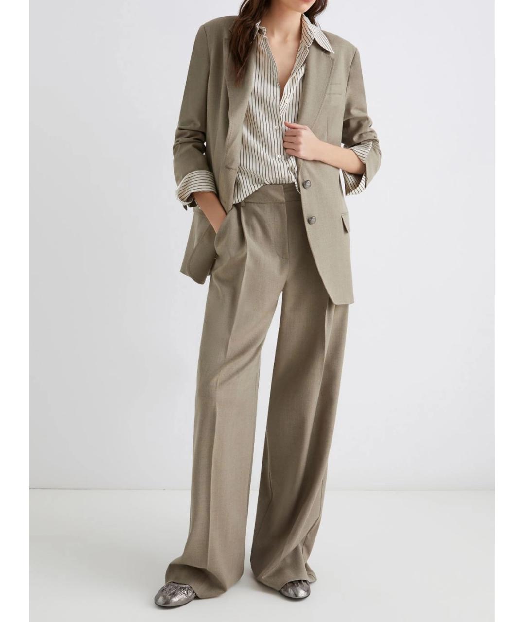 MARELLA Бежевые полиэстеровые прямые брюки, фото 2