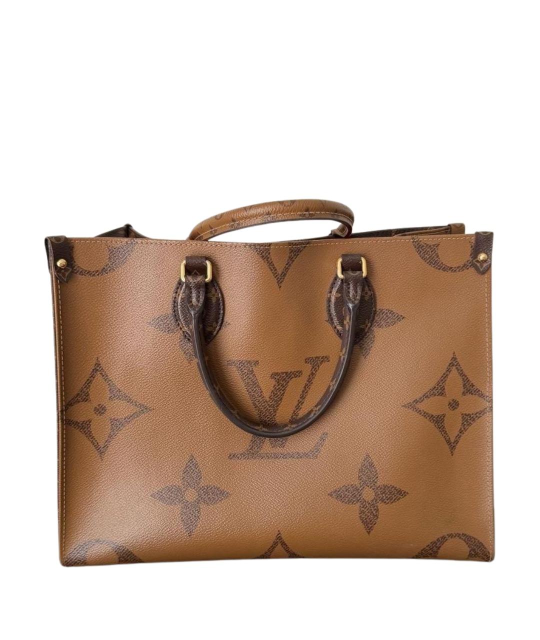 LOUIS VUITTON Коричневая кожаная сумка с короткими ручками, фото 1