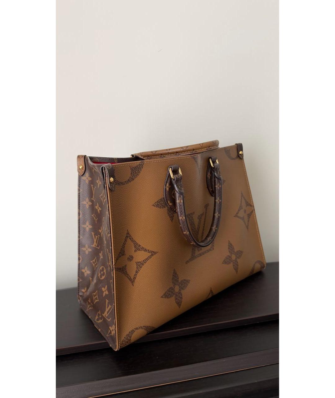 LOUIS VUITTON Коричневая кожаная сумка с короткими ручками, фото 2