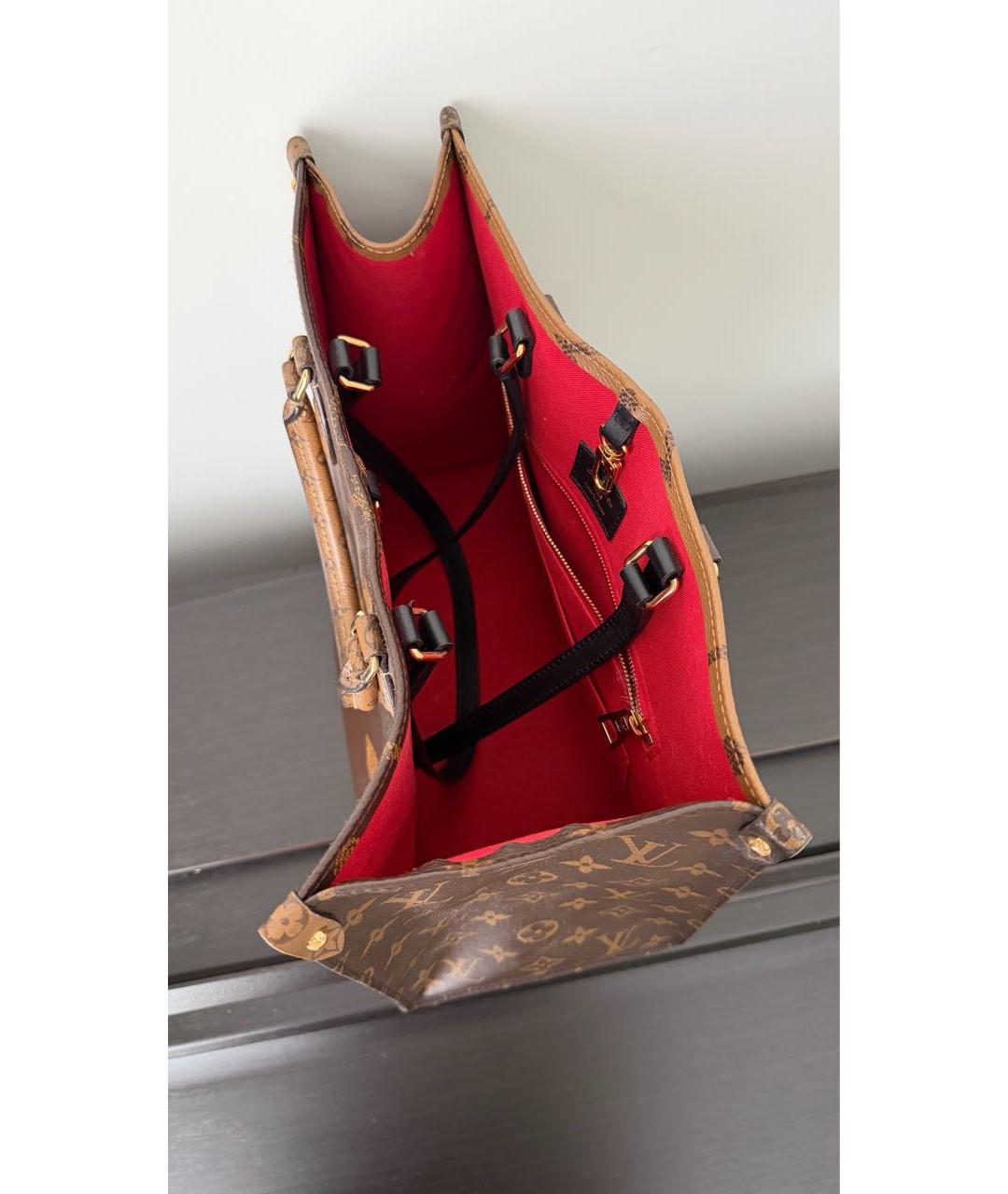 LOUIS VUITTON Коричневая кожаная сумка с короткими ручками, фото 4