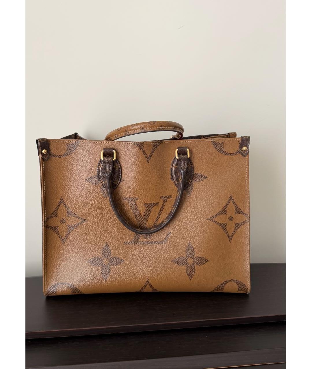 LOUIS VUITTON Коричневая кожаная сумка с короткими ручками, фото 5