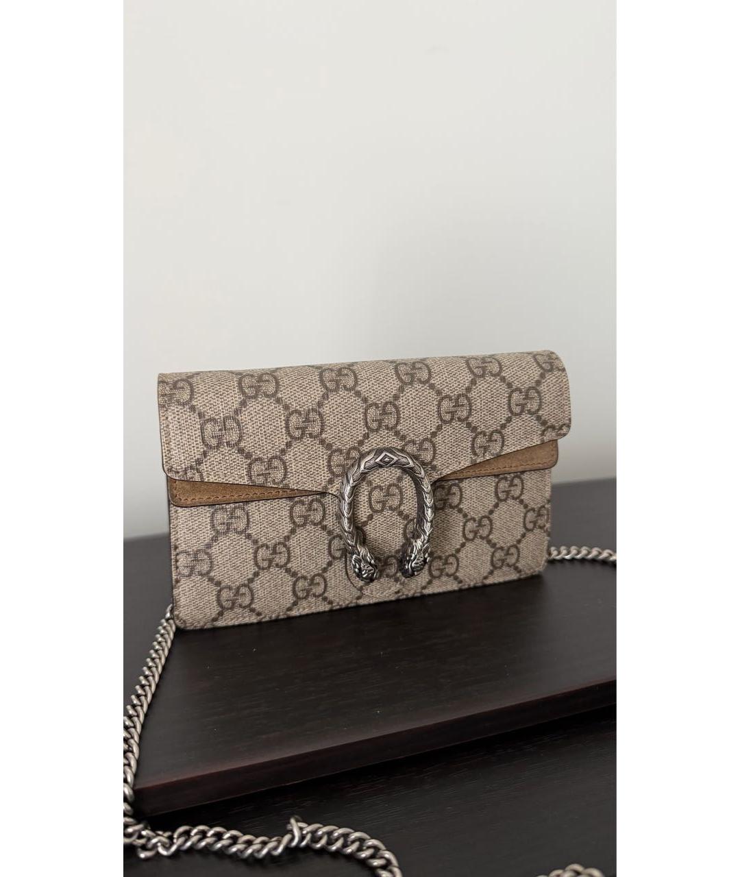 GUCCI Бежевая кожаная сумка через плечо, фото 5