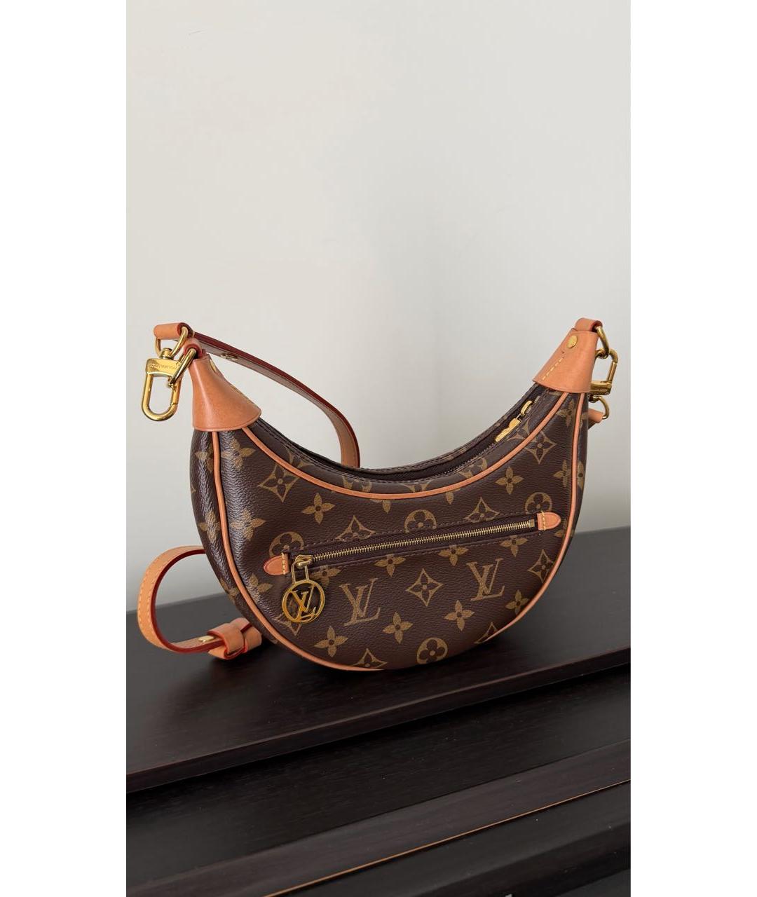 LOUIS VUITTON Коричневая кожаная сумка через плечо, фото 5